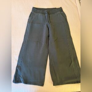 Wide-Leg Green Scuba Pants